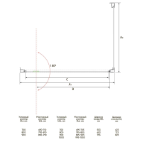 Душевой угол раздвижной прямоугольный RV033-9070-01-C7 900х700х1950 Цвет профиля Хром Стекло Прозрачное Veconi