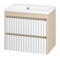 BALATON - 65 Тумба подвесная с 2 ящ., комб. бежев. + раковина УТ000023722 Brevita