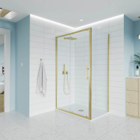 Душевой угол раздвижной E1-SP-G-16070-01-C9 1600х700x1950 Цвет профиля Золото брашинг Стекло  Прозрачное Veconi