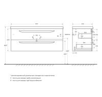 Тумба под раковину подвесная с двумя выкатными ящиками ECO-CER  Sapfiro ECO-CER-1200-2C-SO-SPF-P CEZARES