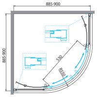 Душевой уголок радиальный DUE-R-2-90-P-Cr 900x900x1900 BelBagno