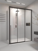 Душевой угол раздвижной 1700х1000x2000 цвет профиля Чёрный матовый стекло прозрачное PR3/R-SP-170100-01-B-C4 Premium Veconi