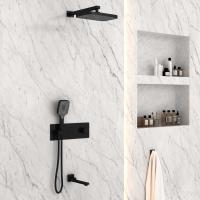 Душевой комплект термостатический встраиваемый, с поворотным изливом, трехрежимный  цвет черный VSFW-432T1MB VINCEA